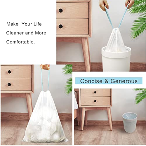 Trash Bags 3.2 Gallon, 100 Pcs Bathroom Garbage Bags, Blue Strap Kitchen Garbage Bags(White) With Drawstring Quickly Pack Garbage, Waste Basket Liners - style: 3.2 gallon