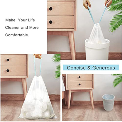 Trash Bags 3.2 Gallon, 100 Pcs Bathroom Garbage Bags, Blue Strap Kitchen Garbage Bags(White) With Drawstring Quickly Pack Garbage, Waste Basket Liners - style: 3.2 gallon