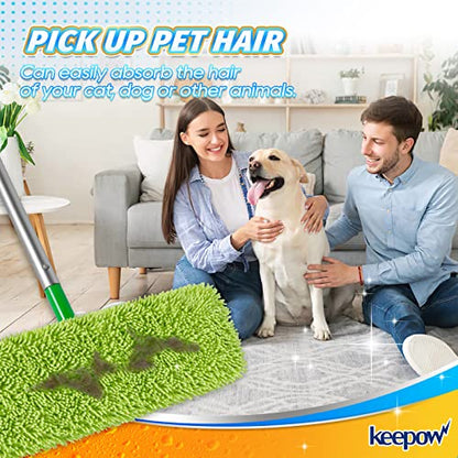 KEEPOW Reusable XL Wet Pads Refills for Swiffer XL Mop Sweeper, X-Large Dry-Sweeping / Wet-Mopping Microfiber Cloths for Surface/Hardwood Floor Cleaning, 2 Pack - size: 2 Pack, Green