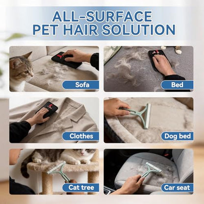 BFNN Carpet Rake for Pet Hair Removal | Reusable Dual-Action Carpet Broom Tool with Metal Scraper & Silicone Brush | 54" Adjustable Handle | 3Pcs Cat & Dog Fur Cleaning Kit for Rugs, Couch & Furniture