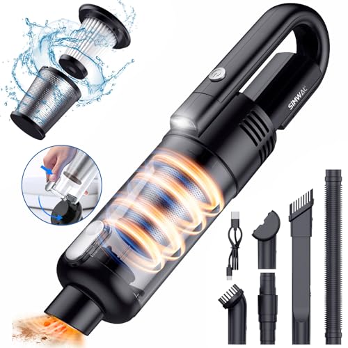 Handheld Car Vacuum Cleaner Cordless: 9500PA Powerful Suction Portable Lightweight Hand Held Vacuum - Large Capacity Battery Last Long Wireless Mini Vacuum With LED Light For Home Office Cleaning - color: Black