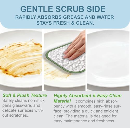 6PCS Double-Sided Non-Scratch Cleaning Cloths - Reusable Scrub Pads & Dish Cloths, Fast-Dry & Odor-Resistant for Non-Stick Pans, Glass, Stovetops & Sinks