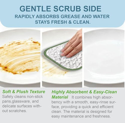 6PCS Double-Sided Non-Scratch Cleaning Cloths - Reusable Scrub Pads & Dish Cloths, Fast-Dry & Odor-Resistant for Non-Stick Pans, Glass, Stovetops & Sinks