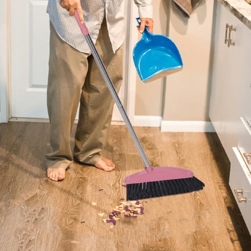 Cabilock 2pcs Stainless Steel Broom Handle Deck Sweeper Broom for Outdoor Cleaning - color: Pink