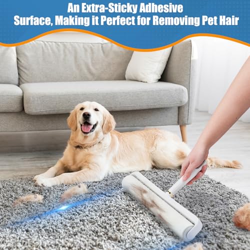 Dymoll 14.17" Large Lint Rollers for Pet Hair Extra Sticky, 360 Sheets Roller with Long Handle for Cleaning Carpets, Clothing, Couch, Furniture Wall Cleaner Mop Dust Remover - size: 1 Roller + 4 Refills (14.17")