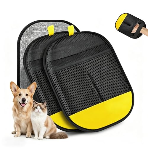 Pet Hair Remover Glove for Dogs and Cats - Reusable Electrostatic Hair Removal Mitt for Furniture, Couch, Carpet, Car Seat, and Clothing (Black Yellow, 1 Pack)