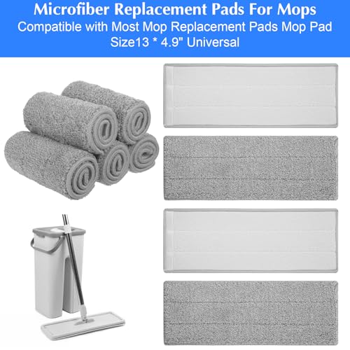 20 Pack 13 * 4.9" Generic Mop Pads Mop Head Refill Washable Wet/Dry Mops Flat Compatible with Most 11-13" Hook and Loop Flat Mops Mop Replacement Pads - color: Grey