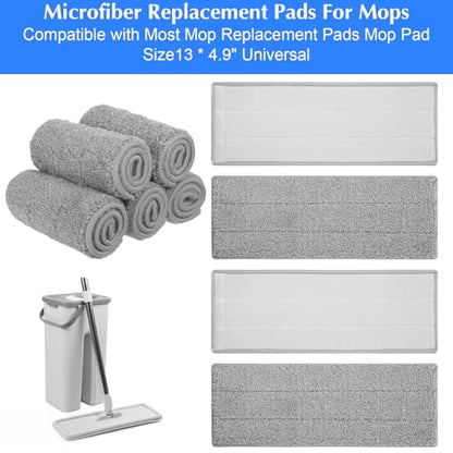 20 Pack 13 * 4.9" Generic Mop Pads Mop Head Refill Washable Wet/Dry Mops Flat Compatible with Most 11-13" Hook and Loop Flat Mops Mop Replacement Pads - color: Grey