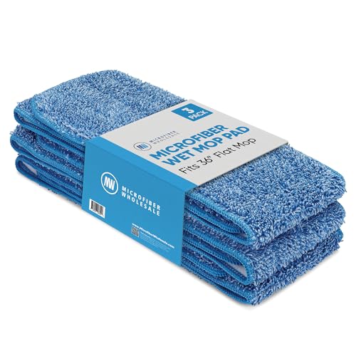 36" Microfiber Wet Mop Pad (3) - Microfiber Wholesale - size: 36 Inch 3 Pack