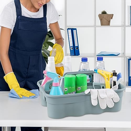 6-Pack Plastic Cleaning Storage Caddy, Gray | Cleaning Supply Carry Caddy