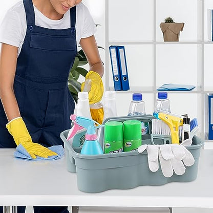 6-Pack Plastic Cleaning Storage Caddy, Gray | Cleaning Supply Carry Caddy