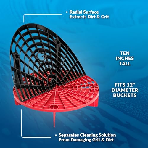 The Original Grit Guard Bucket Insert with Washboard Combo | Removes Dirt from Wash Mitt for Detailing | Car Wash Bucket Insert & Washboard | Black/Red - Made in the USA - color: Black/Red