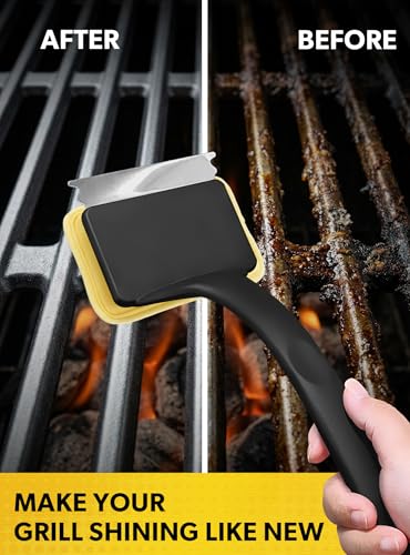 MEKER 4 PCS Grill Replacement Head, Yellow (NO Grill Brush) - color: Yellow-4 Pads