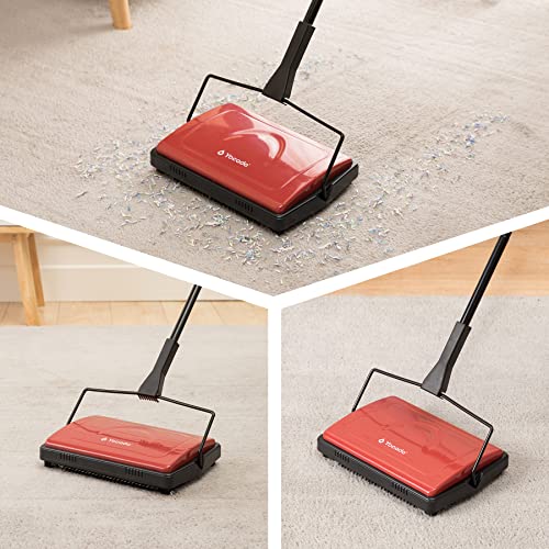 Yocada Carpet Sweeper Cleaner for Home Office Low Carpets Rugs Undercoat Carpets Pet Hair Dust Scraps Paper Small Rubbish Cleaning with a Brush Dark Red - color: Dark Red