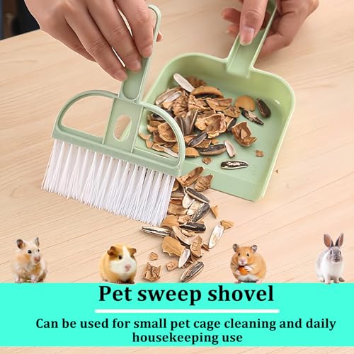 Mini Dustpan and Brush Set, Portable Exquisite Pet Waste Cleaning Kit, Hamster Sand Scooper Cage Cleaning Tool for Small Pets Guinea Pigs Hedgehogs Hamsters Chinchillas Rabbits (Pink) - color: pink