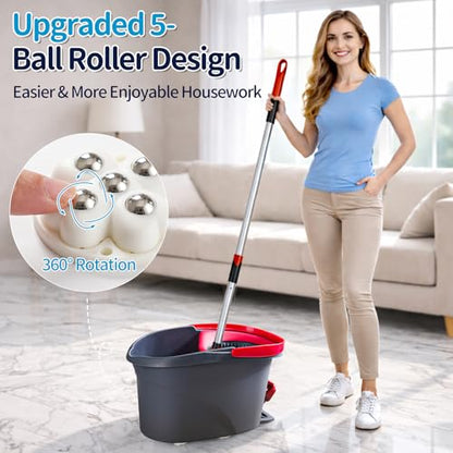 4 PCS Caster Wheels,360° Rollers Compatible with Ocedar Mop Bucket Stainless Steel,Self Adhesive Rollers for Mop Bucket,Kitchen Small Appliances,Trash Can,White