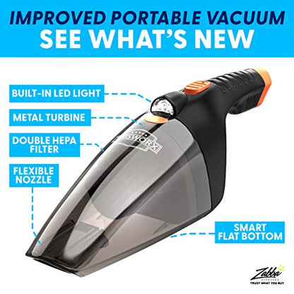 ThisWorx Car Vacuum Cleaner 2.0, Portable Handheld Mini Vacuums Cleaner W/ 16ft Cord, LED Light, Bag, & Attachments- Small Vac for RV, Boats, Travel, Car Accessories, Lightweight