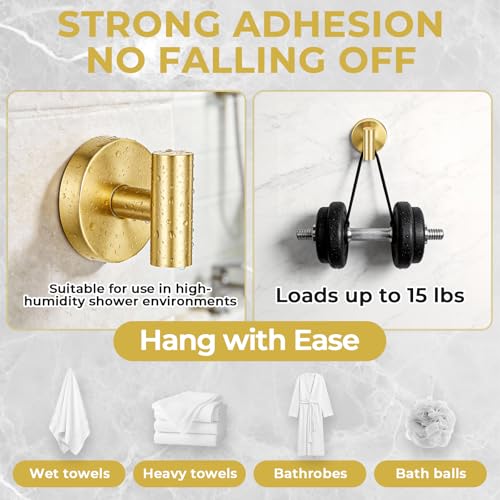 Suction Cup Hooks for Shower Heavy Duty, Shower Hooks No Drill, Shower Hooks for Inside Shower Stainless Steel, Suction Hooks for Window, Glass, Tile, Wall, Loofah, Bath Robe, Wreath, Gold 4 Pack - color: Gold