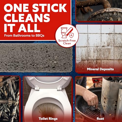 6-Pack PUMIE HDW Scouring Stick for Toilet Bowl Cleaning, Cleans Toilet Bowl Hard Water Rings, Buildups, Rust & Tough Stains, Perfect Pumice Stone for Cleaning Bathtub, Pools, Kitchens, Sinks & Grills - size: 6 Count (Pack of 1)