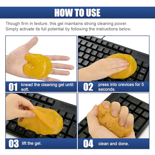 Craedli 2PCS Car Cleaning Gel Auto Detailing Putty, Universal Car Interior Cleaner Slime, Reusable Dust Remover Cleaning Supplies Kit Tools for Air Vents Keyboards, Car Accessories Presents (Yellow)