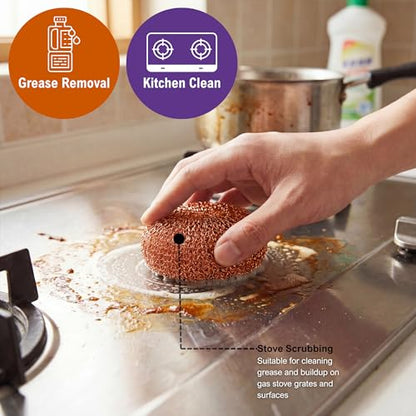 PAMI Heavy Duty Non Scratch Copper Scrubbers for Pots and Pans, Copper Wool Scrubber, Reusable Scouring Pads, Pack of 4