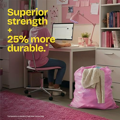 Glad ForceFlex MaxStrength Tall Kitchen Trash Bags, Rip and Tear Resistant, Cherry Blossoms Scented Pink Tall Garbage Bags, Odor Control, Febreze Freshness, 13 Gallon, 90 Count - size: 90 Count (Pack of 1)