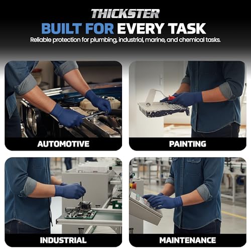 Thickster Powder-Free Exam Grade Latex Disposable Gloves. Size 2X-Large. Blue, 14 mil Thickness, 12" Length. Fully Textured for Superior Grip. Single Use. Pack of 50. (6605-20) - size: 2X-Large (Pack of 50)