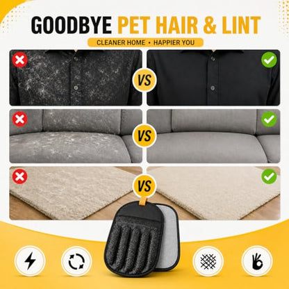 Pet Hair Removal Glove by ZOPP – Five-Finger Magic Brush for Dog & Cat Hair Remover | Electrostatic Reusable Lint Remover for Couch, Sofa, Car Seats, Carpet, Clothing & Beds (Pack of 1)