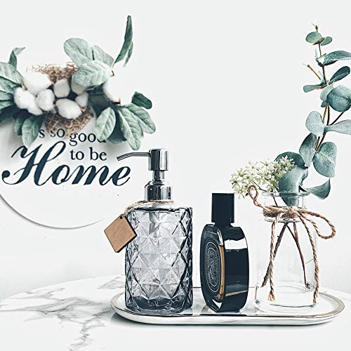 JASAI Diamond Design Glass Soap Dispenser with 304 Rust Proof Stainless Steel Soap Pump, 12 Ounce Kitchen Soap Dispenser for Bathroom, Hand Soap, Dish Soap (Grey) - color: Gray