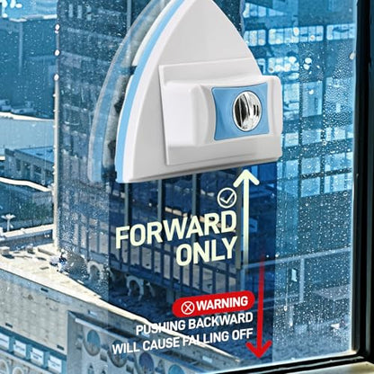 Double-Sided Magnetic Window Cleaner, Blue | Adjustable Magnetic Equipment, Fits 3-30mm Glass Thickness, 2.5m Safety Rope, High-Rise & Auto Glass, Safe Anti-Pinch Wiper - color: Blue