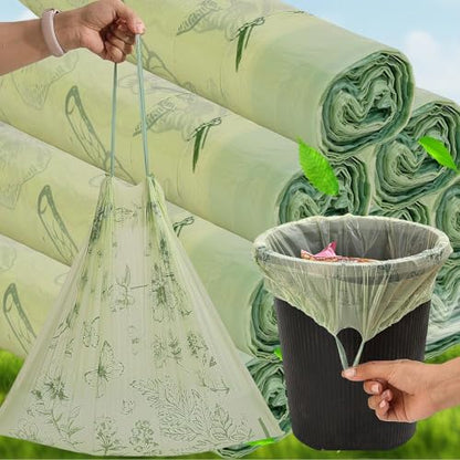 300 Count No-Tear Large Trash Bags Drawstring - Extra Thick Green Large Garbage Bags Unscented Strong Plastic Waste Basket Liners for Kitchen Car Office (45x45cm)