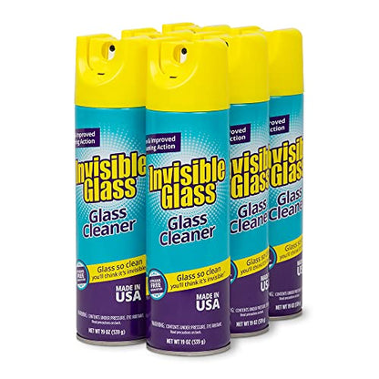 Invisible Glass 91160-6PK Premium Glass And Window Cleaner Aerosol Can Leaves Glass Streak Free And Residue Free With Improved Foaming Action, Pack Of 6 - size: 19 Ounce (Pack of 6)