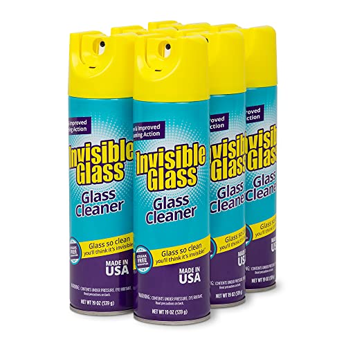 Invisible Glass 91160-6PK Premium Glass And Window Cleaner Aerosol Can Leaves Glass Streak Free And Residue Free With Improved Foaming Action, Pack Of 6 - size: 19 Ounce (Pack of 6)