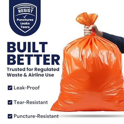 Plasticplace 42 Gallon Trash Bags |3.0 Mil | Orange Heavy Duty Contractor Trash Bags | 33" x 48", 50 Count (Pack of 1) - size: 33" x 48", style: 42 Gallon, 3.0 Mil