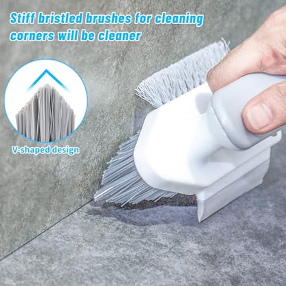 Window Gap Cleaner Brush,Multi-Function for Bathroom Kitchen Narrow Slot Cleaning Handle Clean Tools,White - color: Off-white