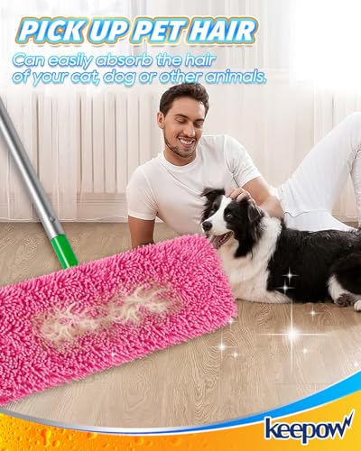 KEEPOW Reusable Microfiber Mop Pads for Swiffer XL Mop | 2 Pack Pink, XL Dry Sweeping Cloths, XL Wet Pads Refills, Heavy Duty Mopping Cloths for Floor Mopping and Sweeping - size: 2 Pack, Pink
