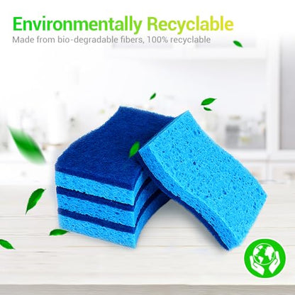 AIDEA Non Scratch Scrub Sponge, 24Count, Sponges for Dishes, Sponges Kitchen, Cleaning Sponge, Cleans Fast Without Scratching, Stands Up to Stuck-on Grime, Cleaning Power for Everyday Jobs - color: Blue