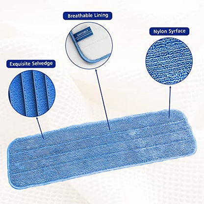 Replacement Washable Microfiber Absorbing Mop Head - Compatible with E-Cloth Deep Clean Mop Head, Wet & Dry Cleaning Cloth Refills for All Hard-Floor (Blue) 6Pack