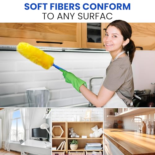 US Duster Company Static Duster - 23-inch Electrostatic Dusters - Long and Flexible Static Feather Duster - Soft Nylon Fibers - Long Duster for Home Cleaning - Attracts Dust Like a Magnet 2 Pack