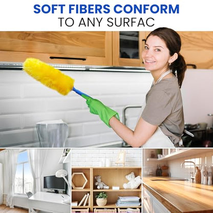 US Duster Company Static Duster - 23-inch Electrostatic Dusters - Long and Flexible Static Feather Duster - Soft Nylon Fibers - Long Duster for Home Cleaning - Attracts Dust Like a Magnet 2 Pack