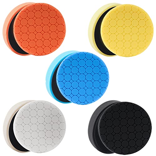 Buffing Polishing Pads, 5Pack 6.5 Inch Face for 6 Inch Backing Plate Compound Buffing Sponge Pads Cutting Polishing Pad Kit for Car Buffer Polisher, Polishing and Waxing - color: 5pcs-6Inch