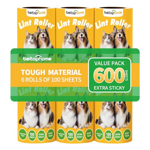 Lint Roller Refills Only, 600 Sheets Lint Rollers with Tough Paper, Ideal for Dog and Cat Hair Removal, Lint Rollers Mega Value Set for Clothes, Carpet & Dust Cleaning - size: 600S-Refills