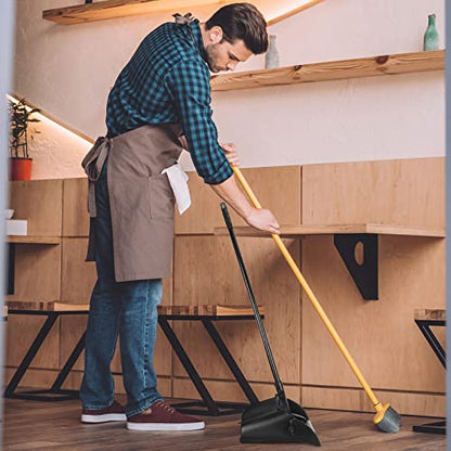 Weewooday 8 Pieces Commercial Lobby Dustpan Plastic Upright Dust Pan with Long Handle Metal Upright Dustpan Heavy Duty for Restaurants Commercial Lobby Garage Home and Outdoors Use (Black) - color: Black