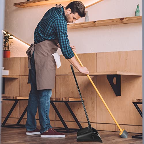 Weewooday 8 Pieces Commercial Lobby Dustpan Plastic Upright Dust Pan with Long Handle Metal Upright Dustpan Heavy Duty for Restaurants Commercial Lobby Garage Home and Outdoors Use (Black) - color: Black