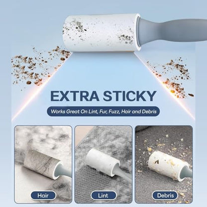 Pet Hair Lint Rollers, 3 Pack, 90 Sheets Each– Reusable Sticky Roller for Pet Hair, Cat & Dog Hair Remover, Lint Remover, Pet Hair Remover for Furniture, Clothing & Cars - size: 3 pcs - 270 Sheets