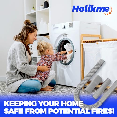 Holikme Dryer Vent Cleaner Kit Dryer Lint Vacuum Attachment Brush, Lint Remover, Dryer Vent Vacuum Hose Replacement Parts,Duct Cleaning, Grey - color: Gray