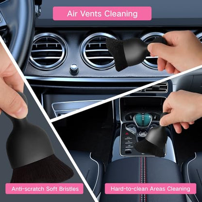 Qydipclin 10pcs Windshield Cleaner Tool, Car Window Cleaning Wash Kit with 4 Reusable Microfiber Pads 1 Spray Bottle and Extendable Handle Auto Glass Wiper Kit, Pink - color: Pink