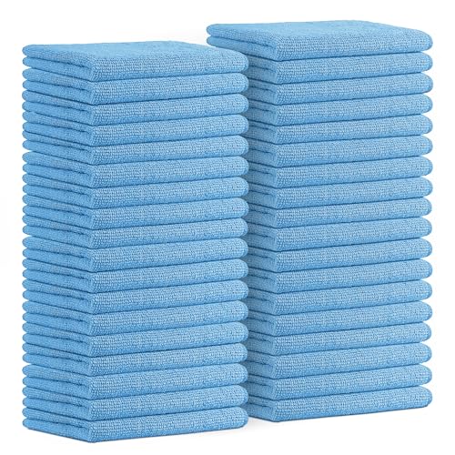 Avalon Towels Microfiber Cleaning Cloths (Value Pack of 36) - Size 16 x 16 Inches, Highly Absorbent Cleaning Rags, Lint Free, Reusable and Washable, Microfiber Towels for Cars - color: Blue, size: Pack of 36 - 16x16 Inches