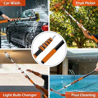 AgiiMan 30FT Reach Telescoping Pole - 5 to 24FT Extension Pole, Portable Aluminum Telescoping Rod with Easy Flip Lock, Paint Roller Extension Poles for Paint Dusting, Window Cleaning - size: 5FT-24FT