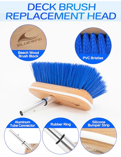BLUEWING 8in Deck Brush Head with Soft/Medium/Hard Bristle Marine Scrubbing Washing Outdoor Boat Cleaning Tools - color: Blue, style: Hard